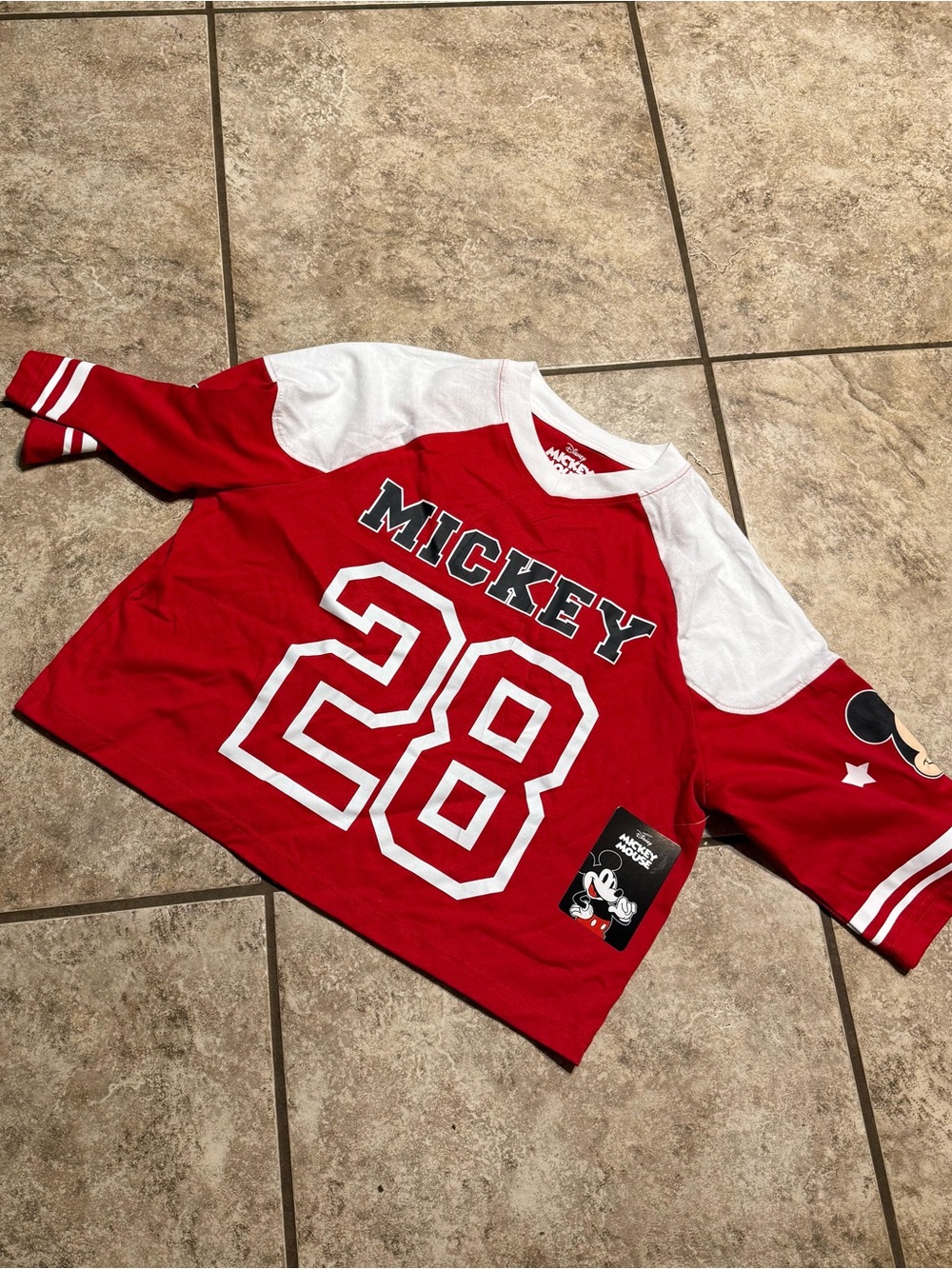 Disney Red and White Mickey 28 Jersey Top